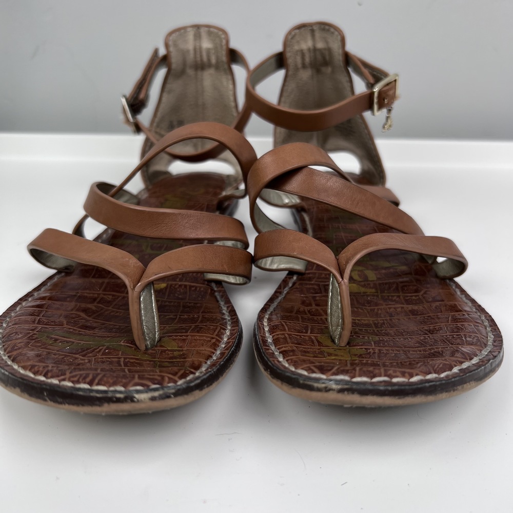 Sam Edelman Tan Flat Sandals with Crisscross and Ankle Straps Size 8.5 - Picture 5 of 11